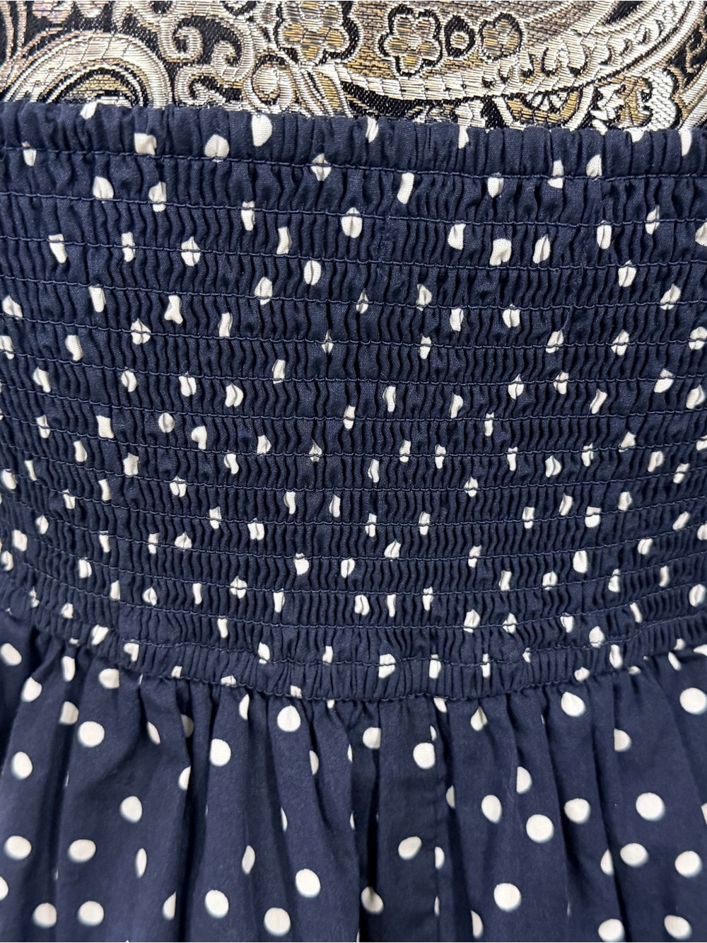 Abercrombie & Fitch Navy and White Polka Dot Mini Dress/Shorts - Picture 9 of 14